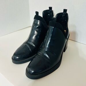 Zara Trafaluc Cut Out Patent Heeled Ankle Boots